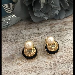 Vintage Richelieu Faux Pearl & Rhinestone Earrings